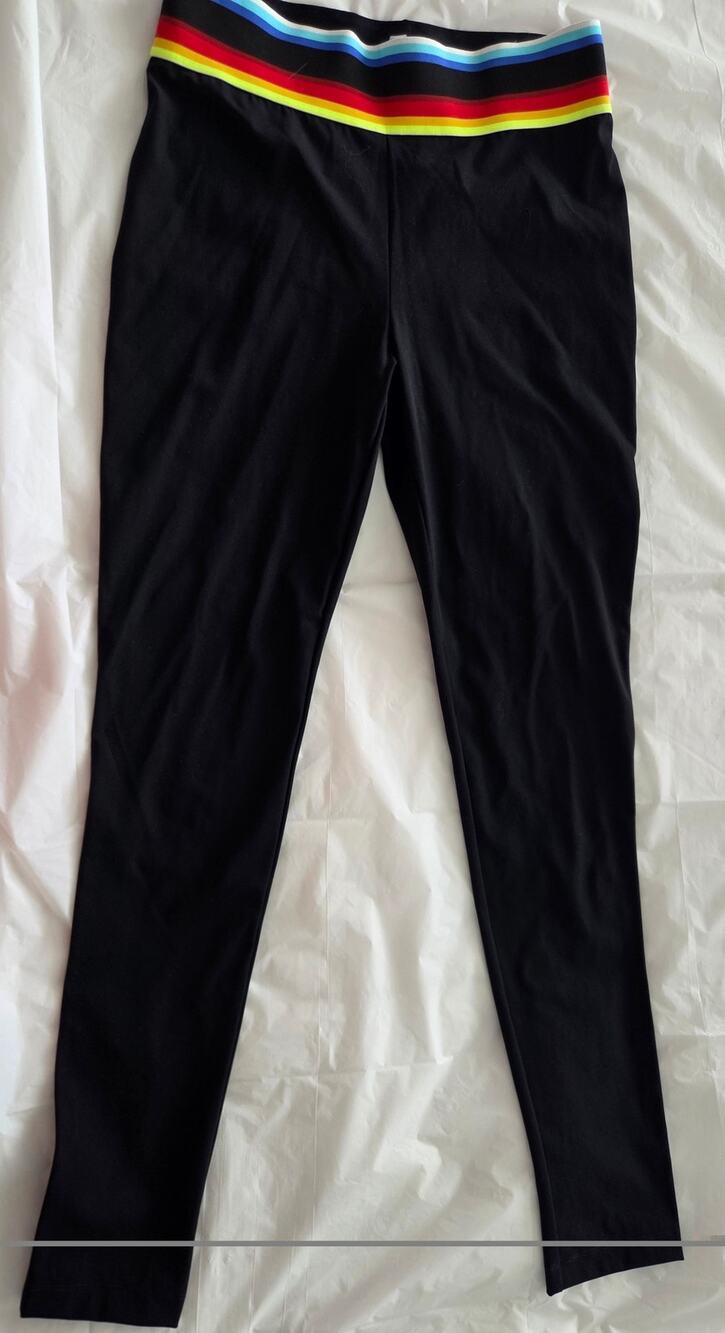 NO KA'OI Italy Luxury Activewear Rainbow Waistband Black Leggings Sz 03 - M/ L